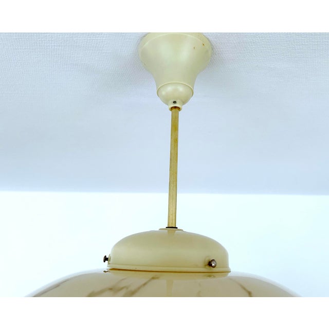 Art Deco Ivory Glass Pendant Light, 1950s For Sale - Image 17 of 18