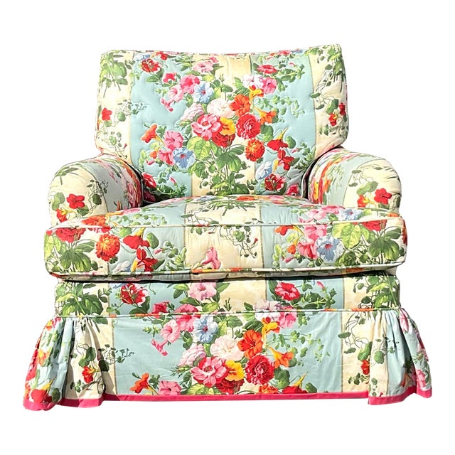 Vintage Regency Quilted Floral Club Chair Chairish