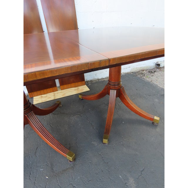 Wood Mahogany Inlay Dining Table With 2 Leaves 6564 For Sale - Image 7 of 18