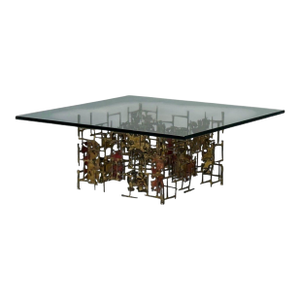 Silas Seandel Style, Brutalist Modern, Metal, Glass, Coffee Table, Usa, 1970s