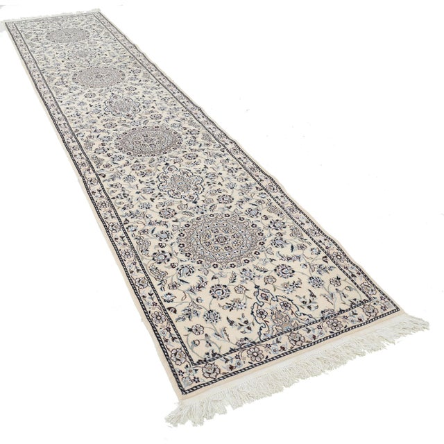Traditional Pasargad Persian Nain Silk & Wool Runner For Sale - Image 3 of 4