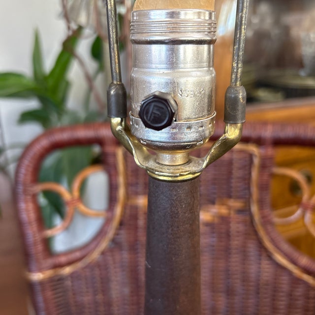 Mid Century Modern Olive Green Pottery Lamp Circa 1950 For Sale - Image 4 of 5