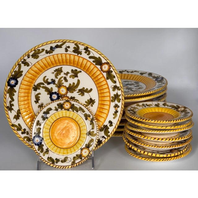 LastChance!16 Pieces Vintage Italian Ceramiche Hand Painted Salad and Olive Oil Plates For Sale In Seattle - Image 6 of 12