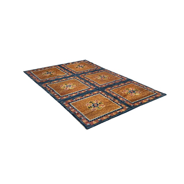Textile Rectangular Tibetan Style Geometric Medallion Graphic Wool Rug Carpet For Sale - Image 7 of 11