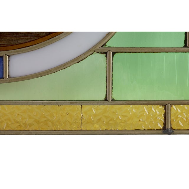 Art Deco Stained Glass Panel Depicting a Boxing Match, Belgium, 1910s For Sale - Image 8 of 11