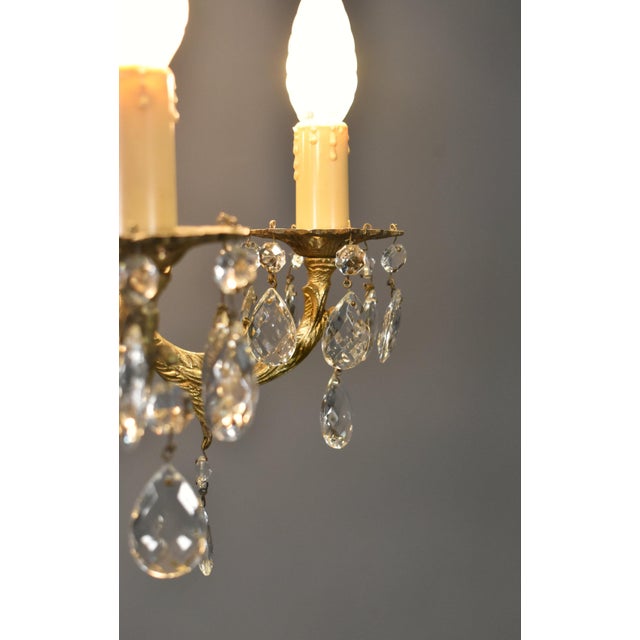 French Antique Gilt Brass and Cut Glass Chandelier, 1920s For Sale - Image 11 of 15