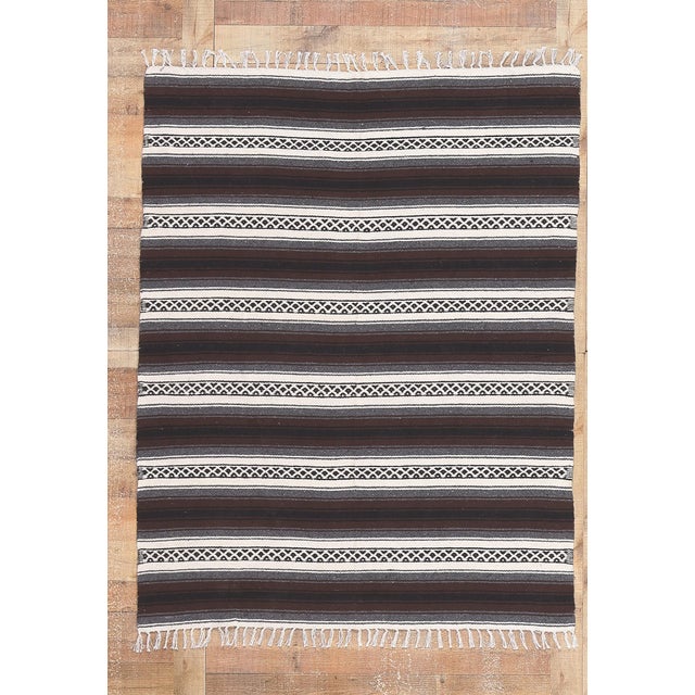 Vintage Striped Indian Kilim Rug - 04'09 X 05'11 For Sale - Image 9 of 9