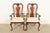A gorgeous pair of Queen Anne or Georgian style armchairs or dining captain chairs By Thomasville USA, Circa 1980s Solid...