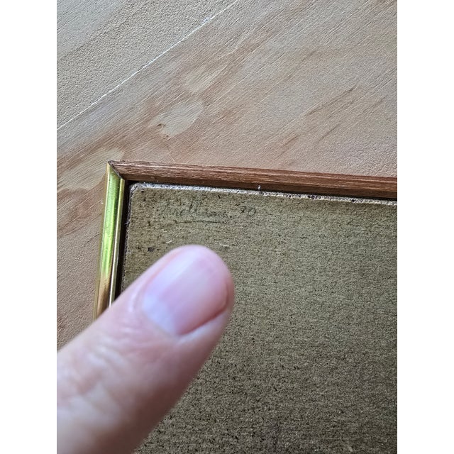 1970s Vintage Mid Century Modern Abstract Painting Signed, Framed For Sale - Image 4 of 8