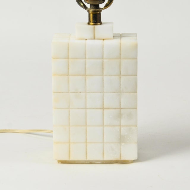 Early 20th Century Solid Carved Marble Art Deco Style Geometric Table Lamp For Sale - Image 9 of 14