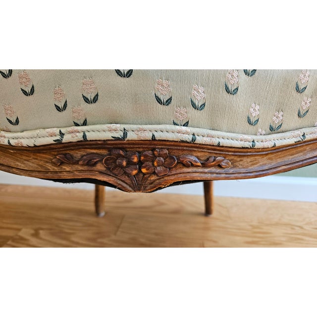 1940s Carved French Louis XV Armchair with Delicate, Floral Pattern For Sale In Denver - Image 6 of 12
