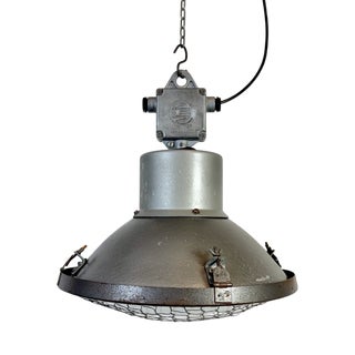 Industrial Grey Hammer Paint Pendant Lamp from Elektrosvit, 1960s For Sale