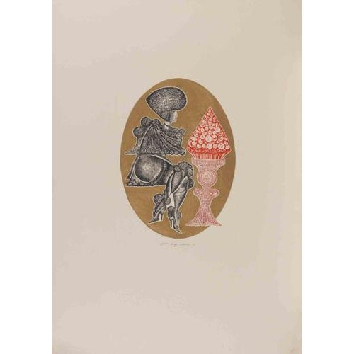 Etching on paper, realized in 1982 by Pasquale Basile. Hand signed and numbered in pencil. Edition of 69. Excellent...