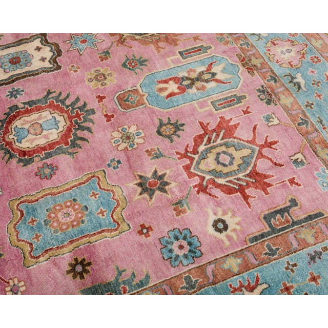 Late 20th Century Jewel Toned Modern Turkish Oushak Rug For Sale - Image 5 of 12