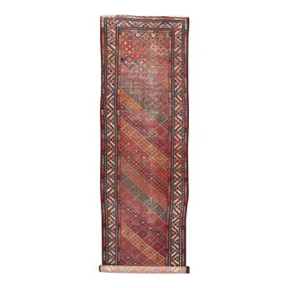 Antique Persian Malayer Runner With Diagonal Diamond Sub-Geometric Design For Sale