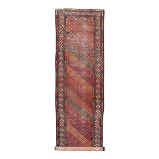 Antique Persian Malayer Runner With Diagonal Diamond Sub-Geometric Design For Sale