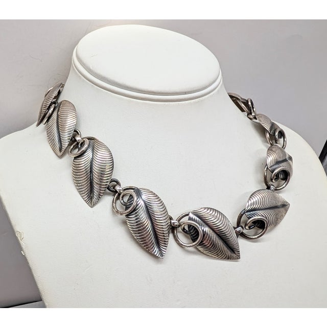 Napier Vintage 1954 Signed Napier Book & Ad Piece Silvertone "Linden" Leaves Necklace For Sale - Image 4 of 9