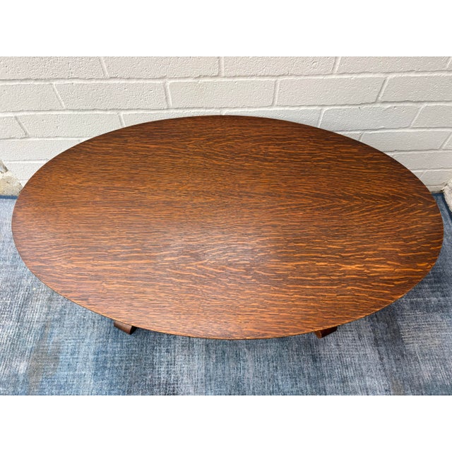Antique Quarter Sawn American Oak Coffee Table For Sale - Image 4 of 8
