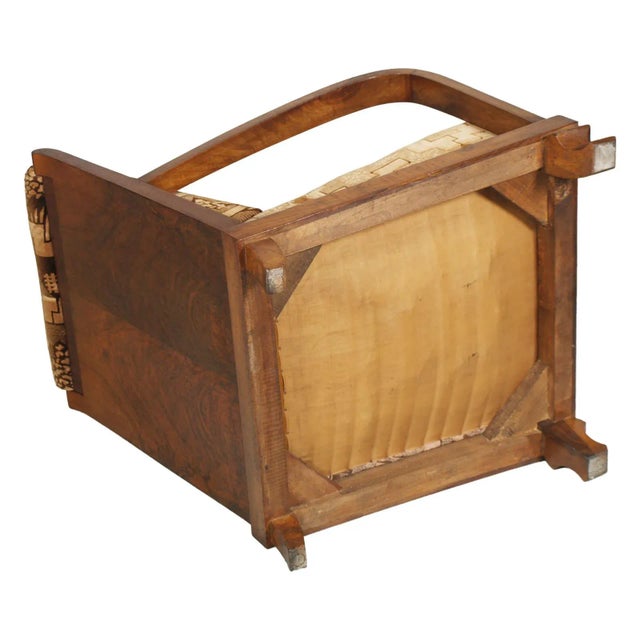 Art Deco Italian Walnut Lounge Chairs and Ottomans from Fortunate Depero, 1920s, Set of 4 For Sale - Image 15 of 17