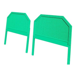 Vintage Rattan Faux Bamboo Twin Headboards - a Pair For Sale