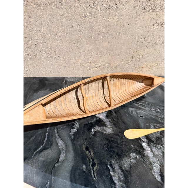 Peterborough Canoe Model Caramel Color Vintage Native American Handcrafted Wooden For Sale - Image 13 of 16