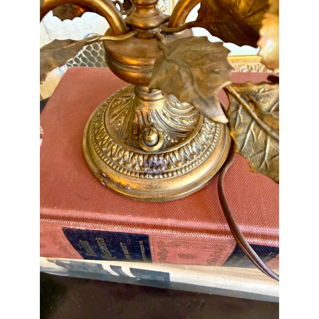Antique French Gilt Floral Candelabra Table Lamp For Sale - Image 10 of 16