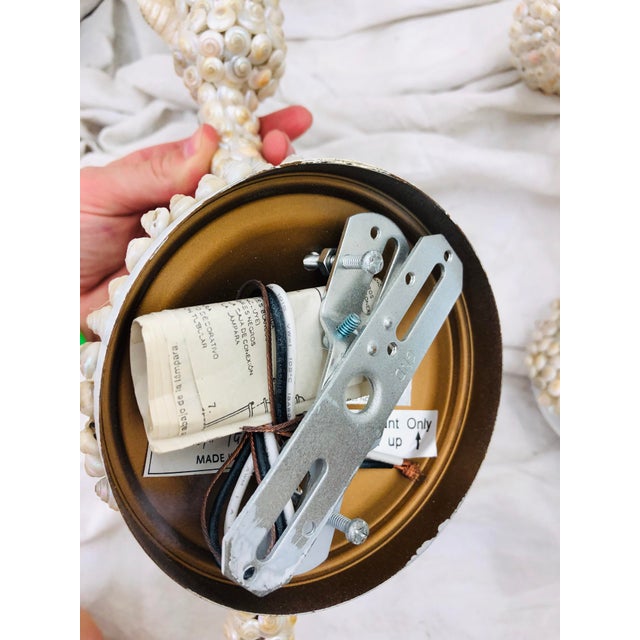 Black Pair Vintage Handmade Seashell Wall Sconces For Sale - Image 8 of 9