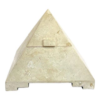 Late 20th Century Modern Tessellated Stone Inlaid Pyramid Hinged Box For Sale