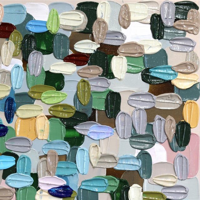 Textile Floating - Original Textural Abstract Acrylic Painting on Canvas by Shiri Phillips For Sale - Image 7 of 9