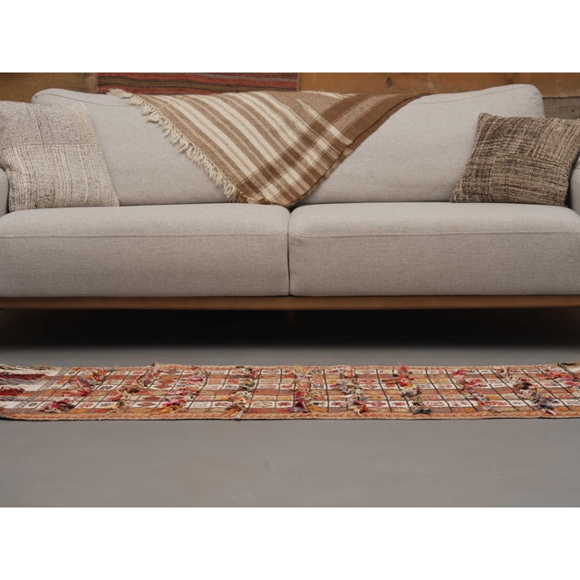 1970s Vintage Handmade Wool Cotton Orange Kilim Runner Rug For Sale - Image 10 of 11