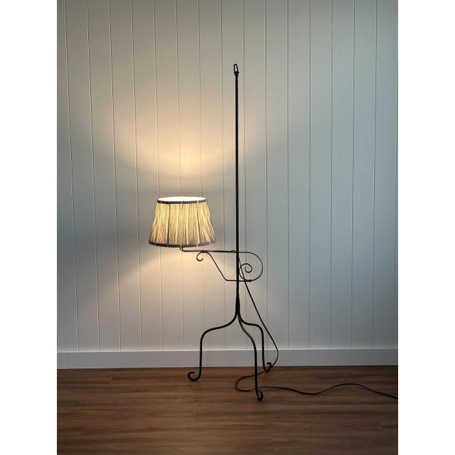 1940s Wrought Iron Swing Arm Floor Lamp With Scroll Detailing For Sale - Image 9 of 16