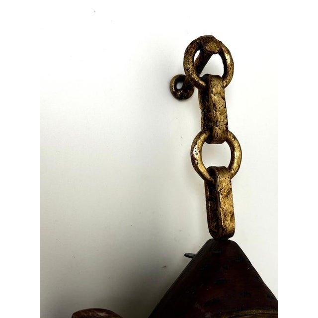 Italian Murano Glass Beer Lantern Wall Light in Hand-Carved Wood, 1970s For Sale - Image 12 of 18