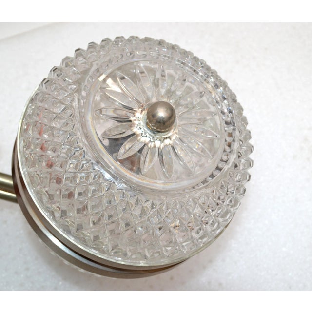 Mid-Century Modern Italian Brushed Stainless Steel & Cut Glass Sconces - Pair For Sale - Image 11 of 13