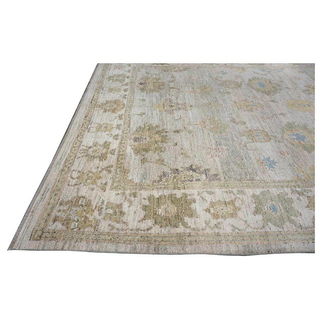 Textile 21st Century Turkish Oushak Wool 10x13 Slate, Green & Tan Handmade Area Rug #1144097 For Sale - Image 7 of 13