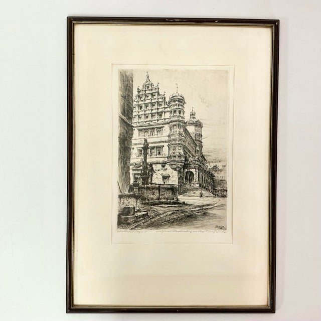 1919 Antique German Architectural Original Print Etching Artist Signed Proof, Rothenburg. For Sale - Image 6 of 15