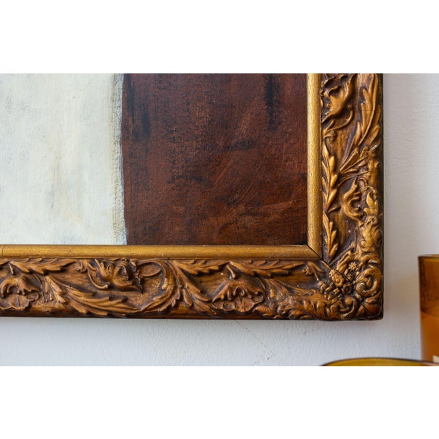 Beige Original Framed Abstract Painting in Gold / Bronze Gilt Frame in Neutrals, Blue For Sale - Image 8 of 12