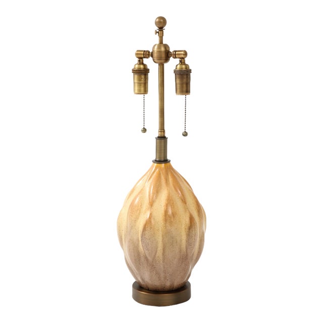 Gourd Shaped Ceramic Lamp in the style of Axel Salto. For Sale
