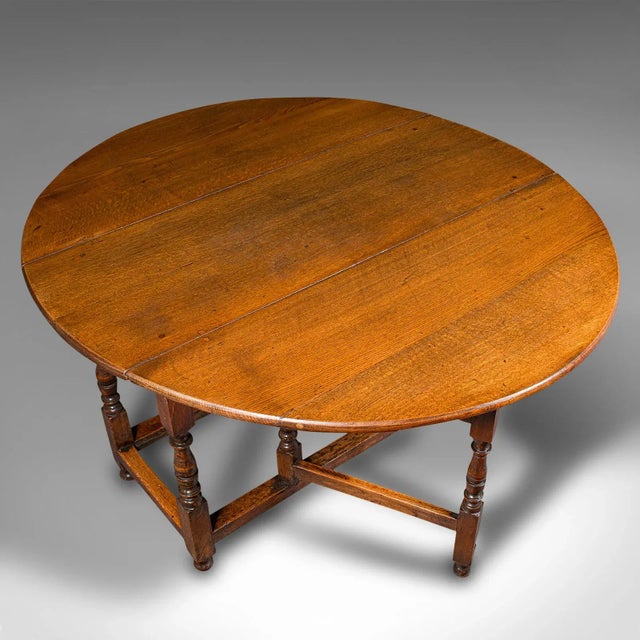 Brown 1750's Antique English Oak 4-6 Seat Gate Leg Table For Sale - Image 8 of 12