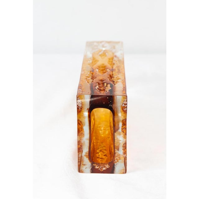 Mid-Century Modern Pressed Glass Block Vase by Kurt Wokan for Ingrid Glasshütte, 1970s For Sale - Image 3 of 7