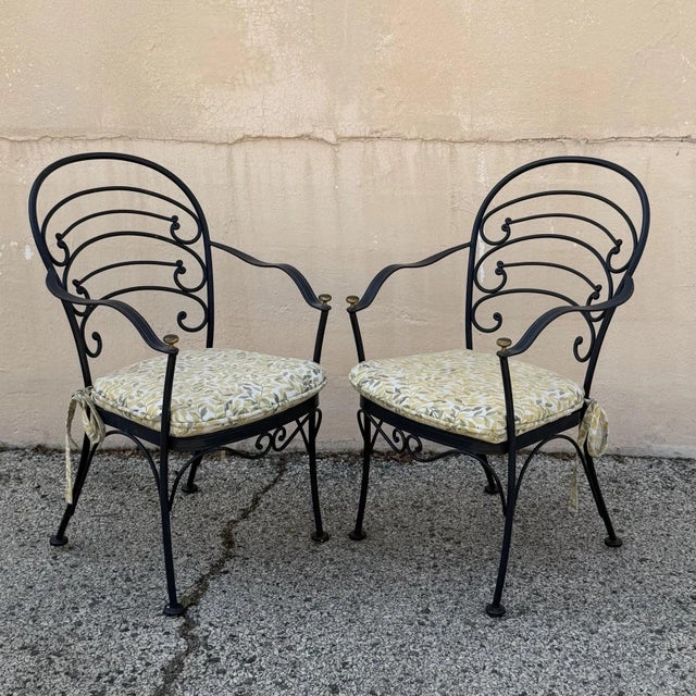 Early 21st Century Contemporary Scrolling Wrought Iron Patio Loveseat & Arm Chair Set - 4 PCS For Sale - Image 5 of 18