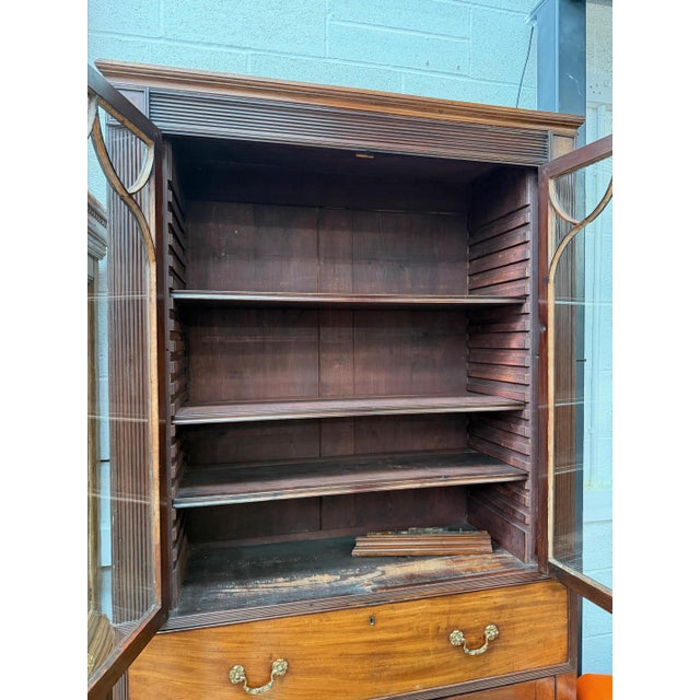 Antique Mahogany Bookcase with Secretaire For Sale - Image 9 of 10