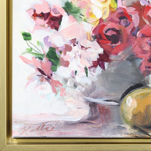 Sight of Fall - Framed Colorful Floral Still Life Mixed Media Painting on Canvas Original Artwork by Kellie Newsome For Sale - Image 4 of 9