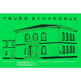 1974 Ben Shahn 'Touro Synagogue' Modernism Green Usa Offset Lithograph For Sale