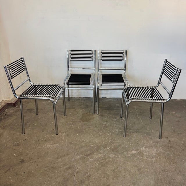 Metal Model 212 Sandows Chairs by Renè Herbst for Pallucco, 1980s, Set of 4 For Sale - Image 7 of 12