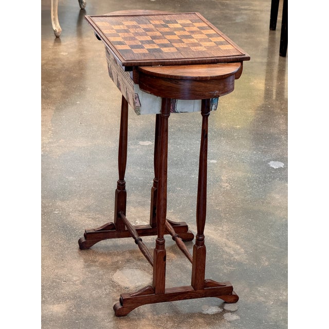 19th Century Rosewood Game Table With Chessboard Top and Playing Card Drawer For Sale - Image 12 of 12