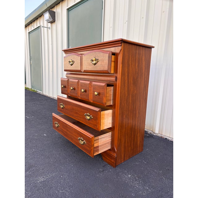 Florida Furniture Pecan 4-Drawer Tall Chest of Drawers For Sale - Image 6 of 12