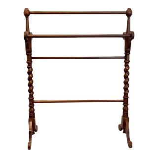 Antique Victorian Walnut Towel Quilt Rack-Barley Twist-English-19th Century-Wood For Sale
