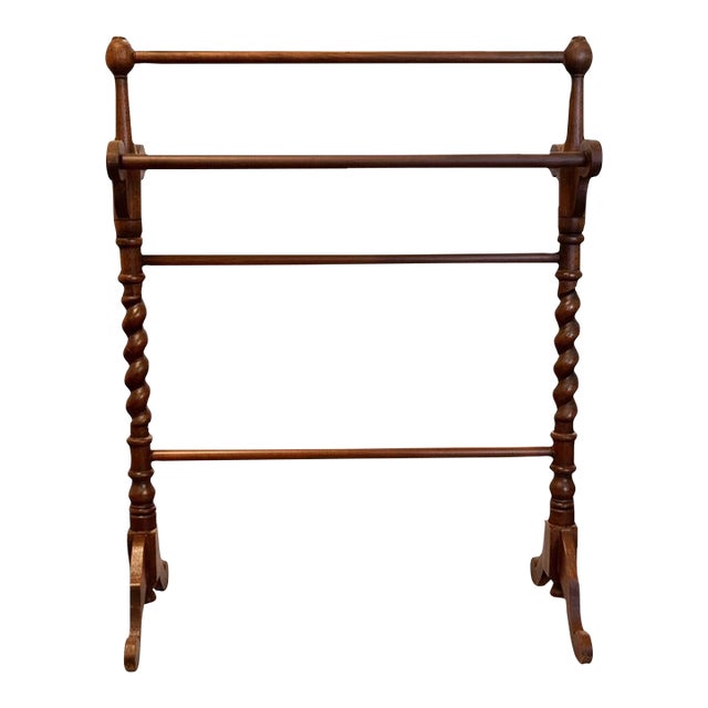 Antique Victorian Walnut Towel Quilt Rack-Barley Twist-English-19th Century-Wood For Sale