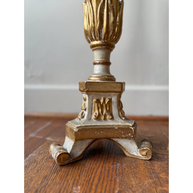 19th Century Pair of Antique Baroque Candlesticks For Sale - Image 5 of 6