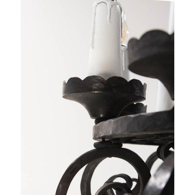 Vintage French Chandelier in Wrought Iron, 1920 For Sale - Image 12 of 15